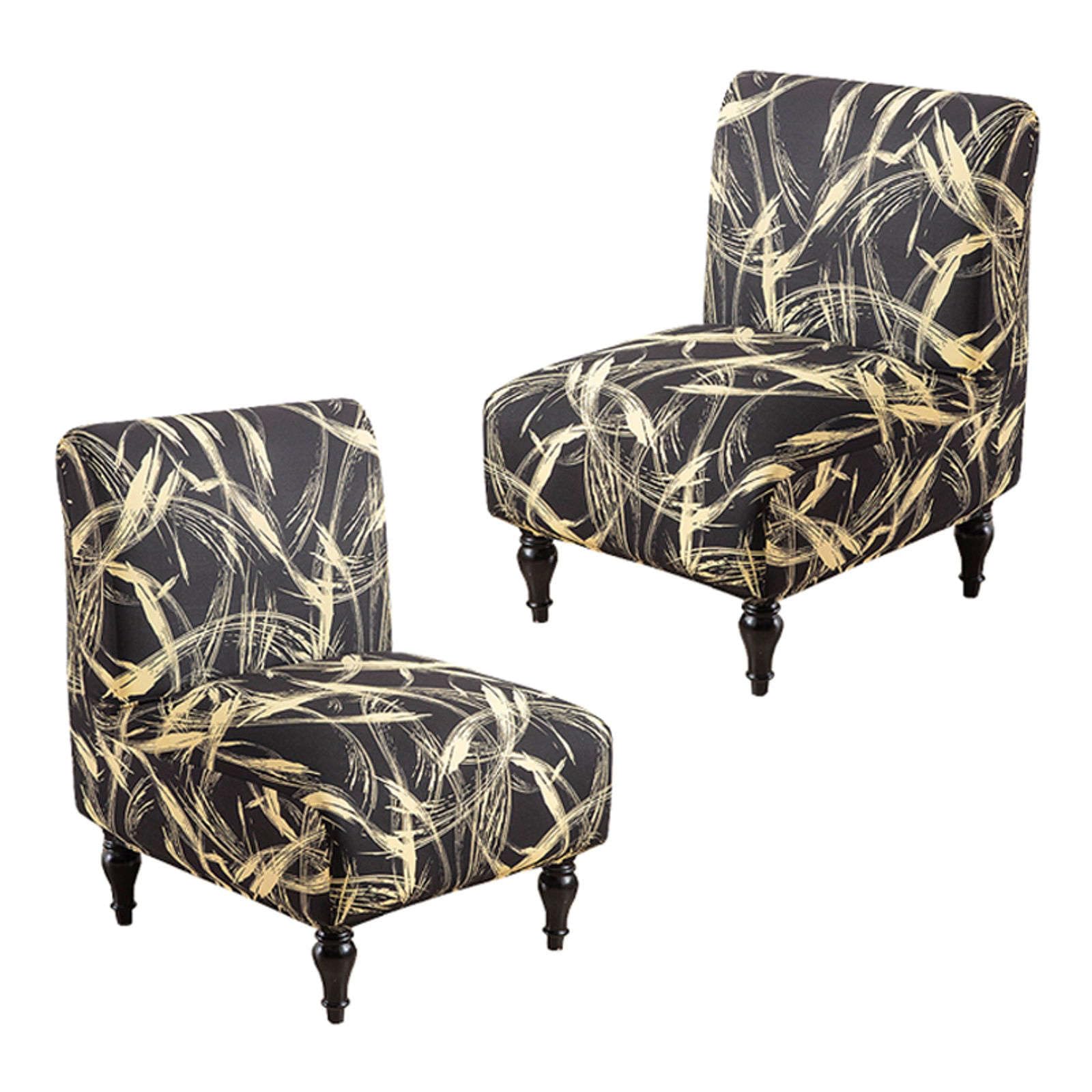 JHLD Stretch Armless Accent Chair Covers, Spandex Armless Accent Chair Slipcovers, Patterned Leaf, Water Resistant, Durable, Easy to Maintain, Protective, 3-Piece Set, C Color