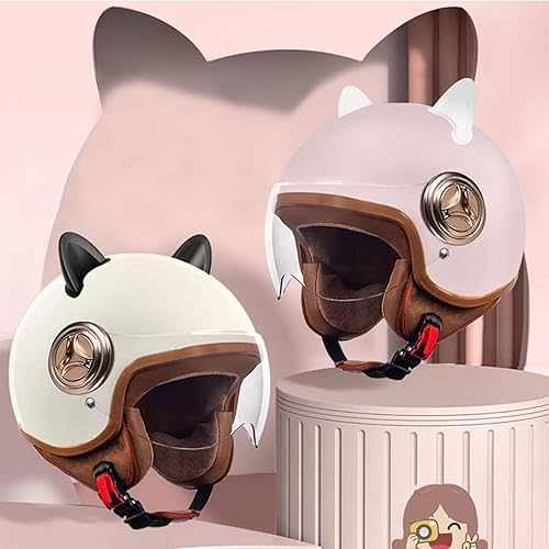Miniatura 2 de Medio casco de motocicleta para mujer, con orejas de gato, casco de motocicleta eléctrico, casco de motocicleta de cara abierta, casco de ciclomotor