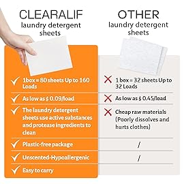 Laundry Detergent Sheets (480 Loads), Orange,Great For Travel,Apartments, Dorms,CLEARALIF Laundry Detergent Strips Eco Friendly & Hypoallergenic (80 Count, Pack of 3)
