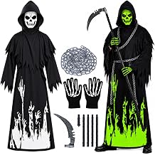 Hysagtek Grim Reaper Costume Set Scary Halloween Costumes for Men Women