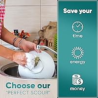 Vista 4 de Perfect Scour - Paquete de 2 esponjas para fregar para cocina, multiusos antiarañazos con poder de fregado resistente, limpiador suave y rápido