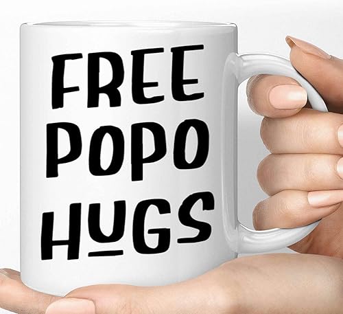 Lgbt Rainbow-themed Present, Ideal for Father's Supportive Day - Popo Hugs Supporters Gray & Muticolor 11 Oz White Ceramic Coffee Mug