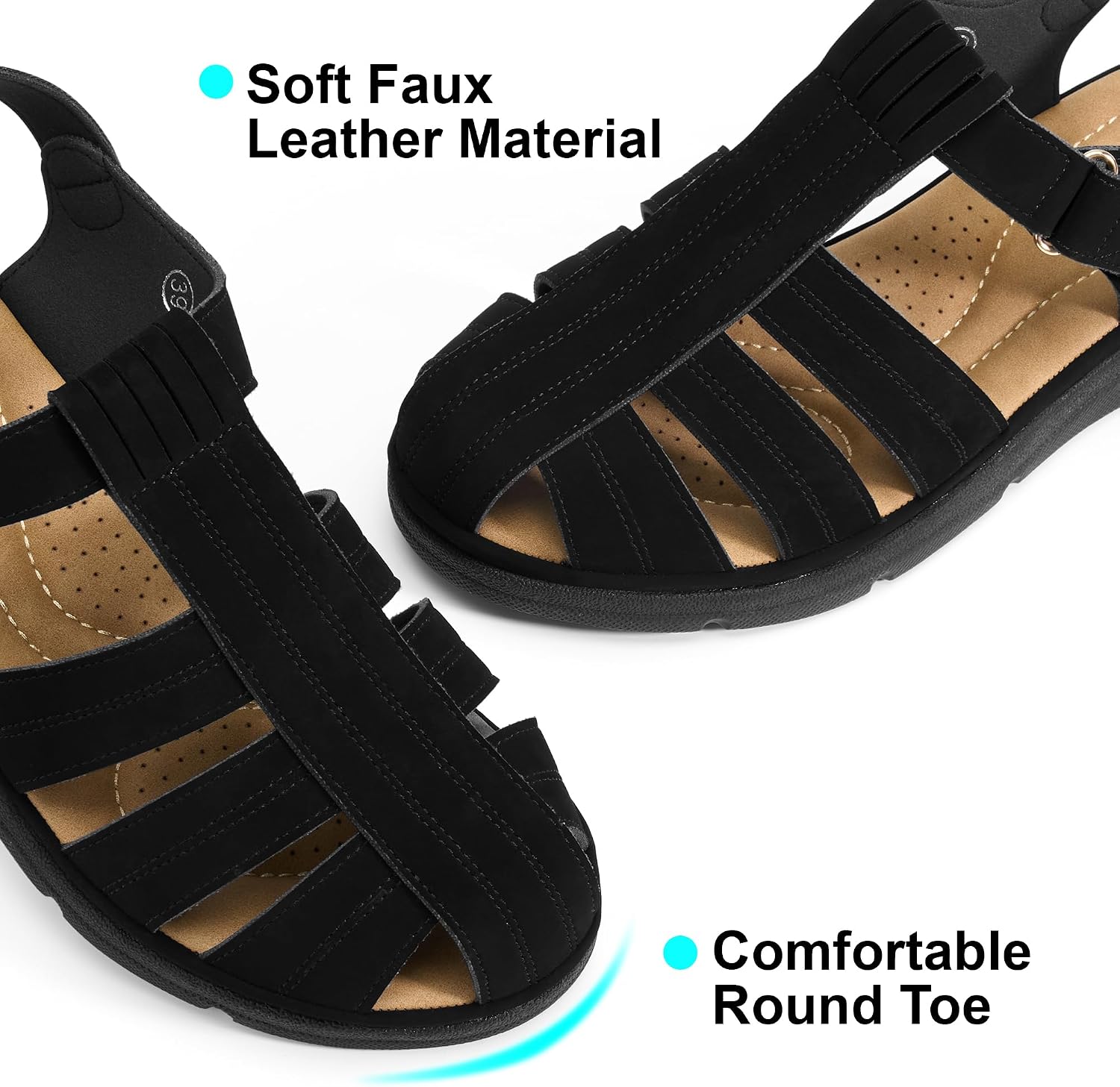 Womens Flat Sandals: 2026 Comfortable Summer Closed Toe Shoes Memory Foam Dressy Fisherman Sandal for Walking Casual Vacation