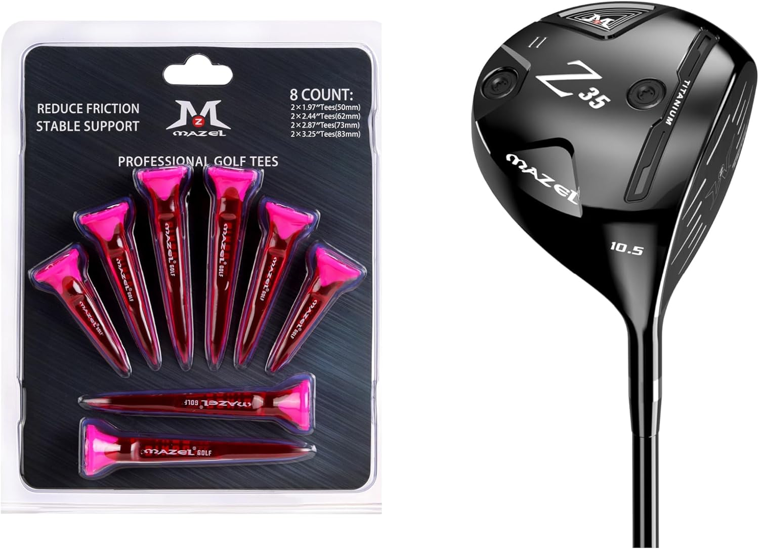 MAZEL Golf Driver & Golf Plastic Tees,Bundle of 2