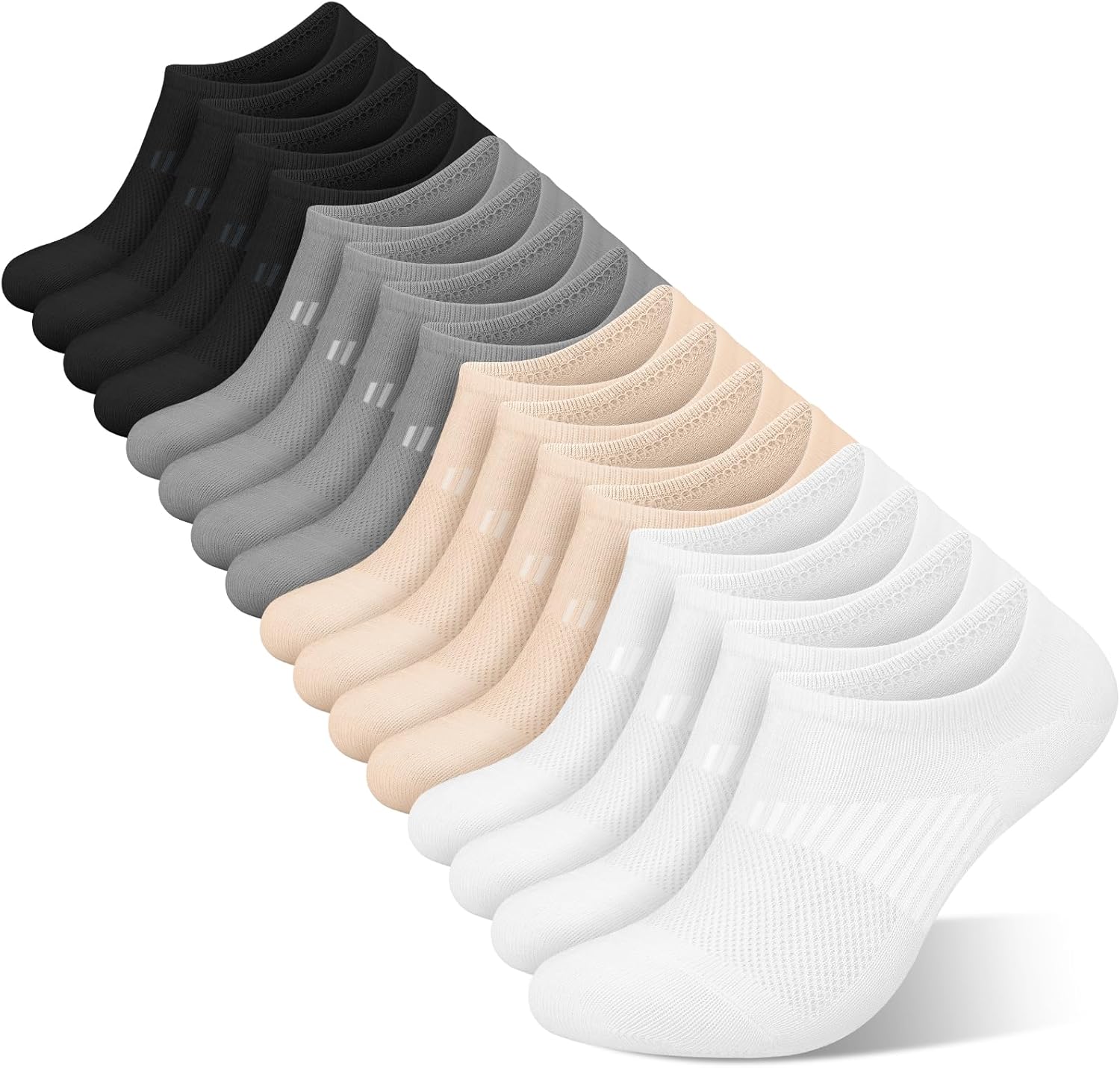 wernies No Show Socks Womens 8 Pairs, Ankle Non Slip Low Short Invisible Thin Liner Socks