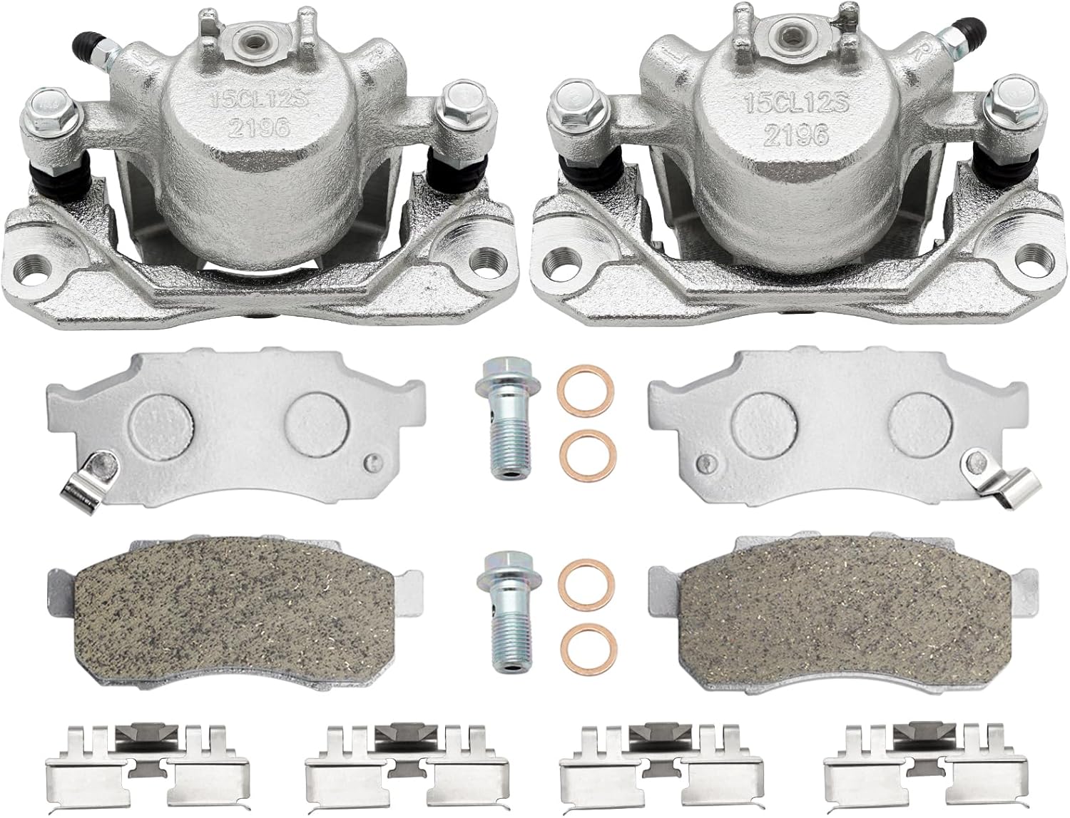 M MATI Front Left Right Brake Caliper & Ceramic Pads Kit for Honda Big Red 700 MUV700 2009 2010 2011 2012 2013 45150-HL1-A01 45250-HL1-A01 45150-HL1-A02 45250-HL1-A02 06451-HL1-A01 06452-HL1-A01