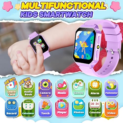 Miniatura 2 de Reloj inteligente para niños de 6 a 12 años, juguetes con 26 juegos, reproductor de música, pantalla táctil HD de 1.69 pulgadas, cámara de video,