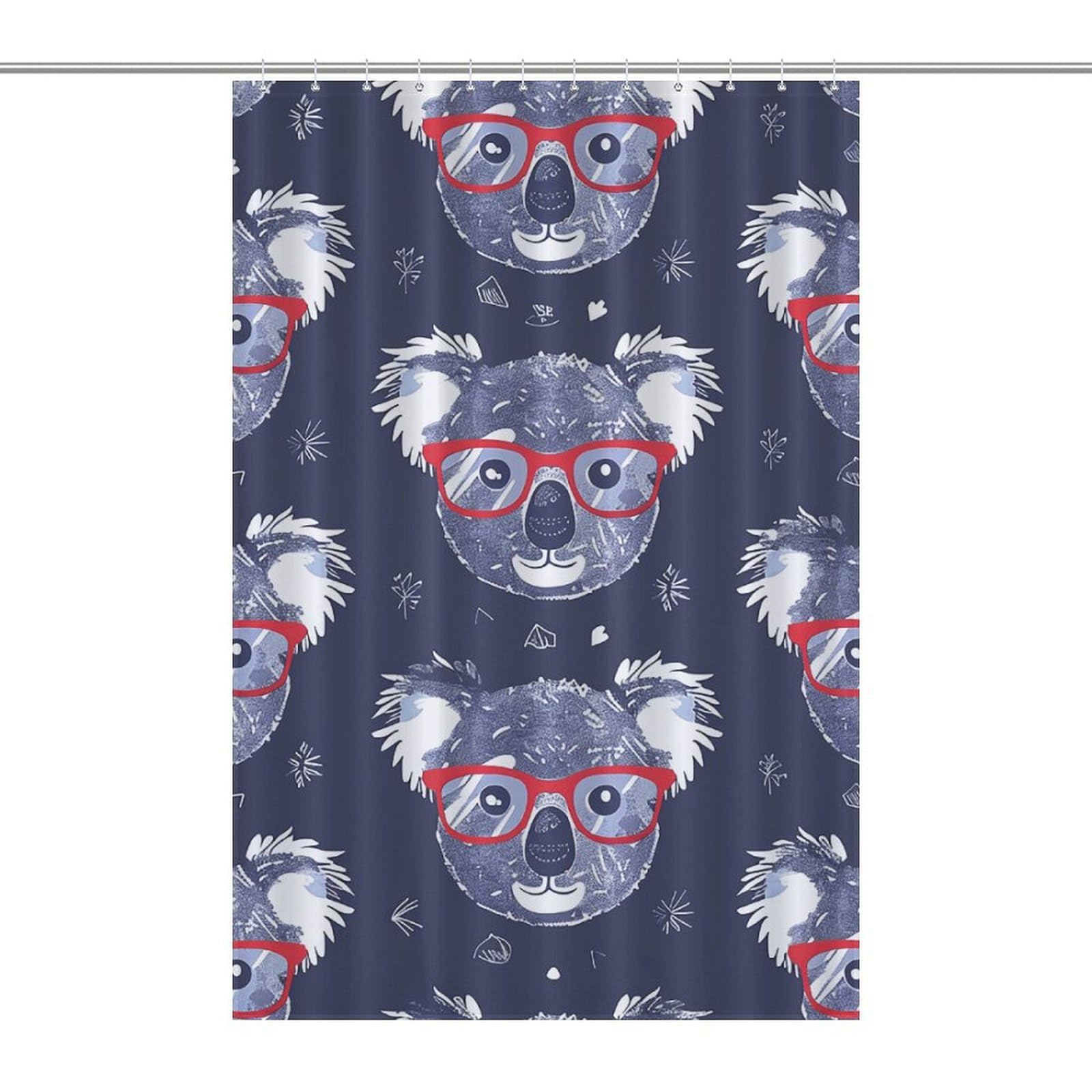 Rideau de douche koala en tissu imperméable lavable avec 12 crochets
