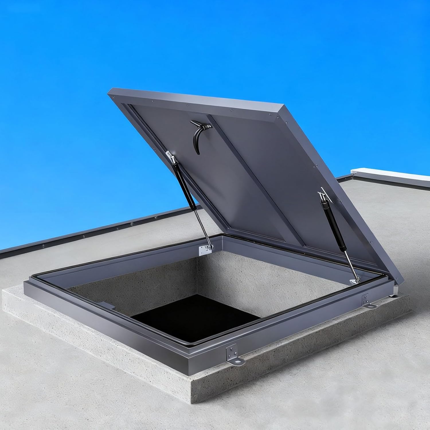 Access Roof Window Lid, Aluminum Roof Access Hatch with Internal Lock for Cellars, Attic Roofs, Manholes, Pipe Shafts(65x65cm/25.59x25.59in)