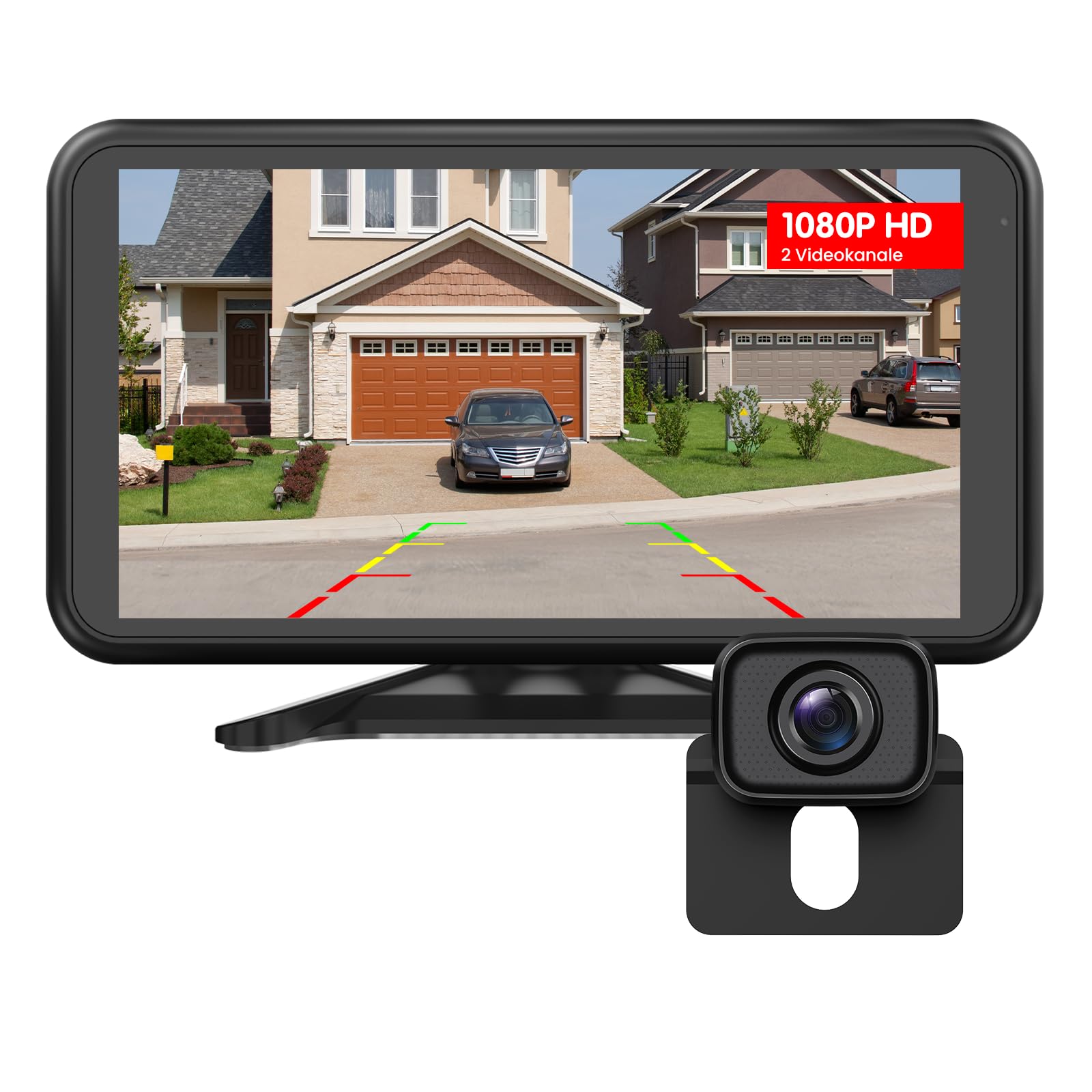 AUTO-VOX Telecamera posteriore wireless: 4,8 pollici HD 1080P visione notturna IP69K impermeabile facile montaggio telecamera posteriore per auto, camion, camper, segnale