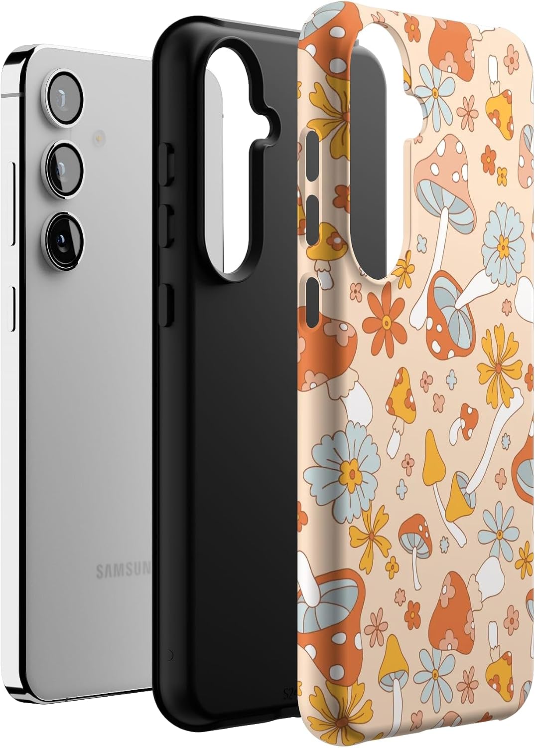 Casely Galaxy S24 Plus Case | Mushroom Magic | Retro Floral | Essential Slim Dual-Layer Protective Design
