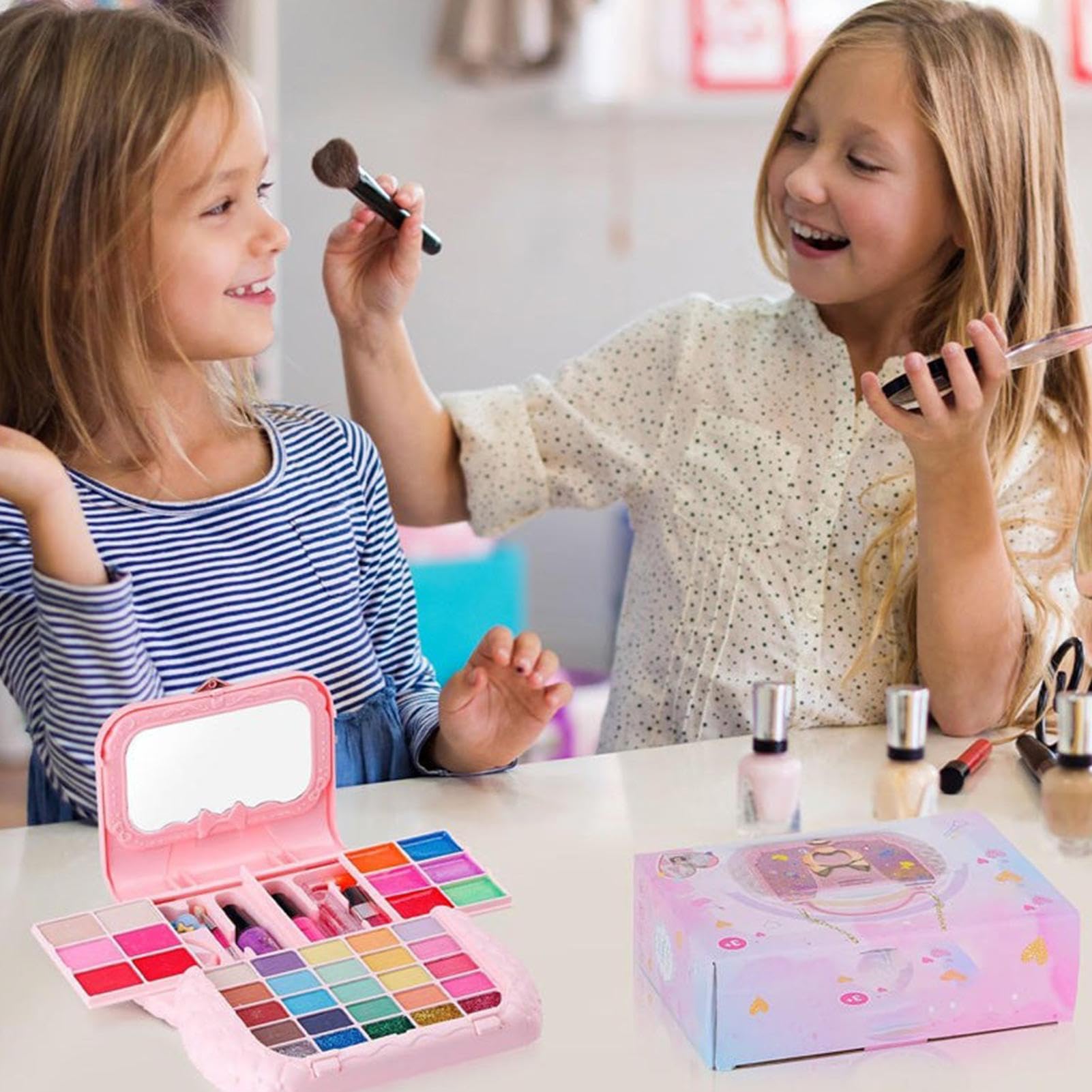 Kit Trucco Bambina Kit Trucco Reale Sicuro E Delicato | Set Cosmetico Giocattolo Vero Lavabile Per Bambini Di Ruolo Travestimento Festa Salone Di Bellezza Cosmetico Glitter