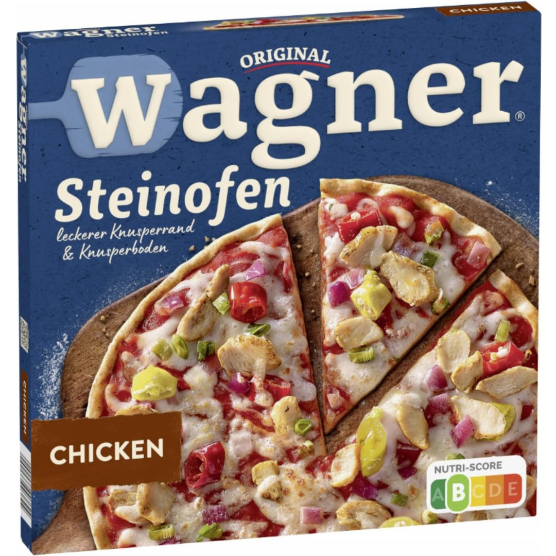 Mit Pufai Grocery, Original Wagner Steinofen Pizza Chicken Pizza 350 Gramm x 4 STÜCK [Frischegarantie]