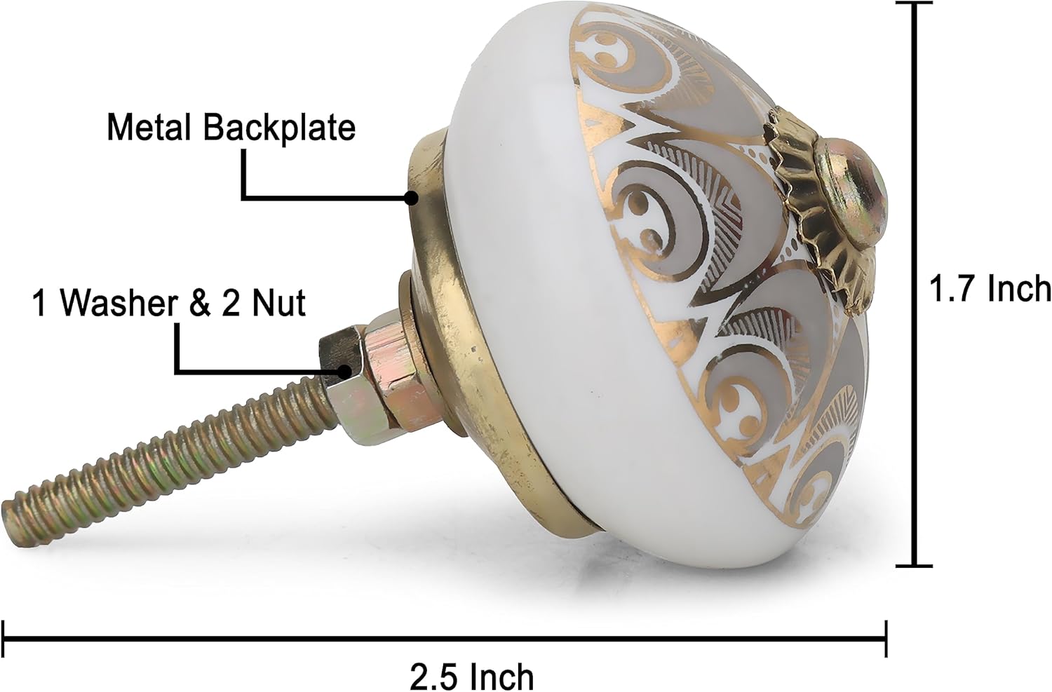 Grey Cabinet Knobs Boho Ceramic Dresser Pull Handle Kitchen Cabinets Assorted Knob & Cupboard Door Knob for Farmhouse Decor Furniture Hardware Gold Wardrobe Interior Décor Knobs- Pack of 30