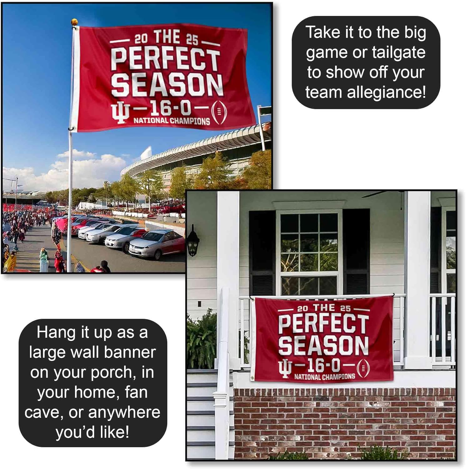 IU Hoosiers 2025 National Champions Perfect Season 3x5 College Flag - Image 4