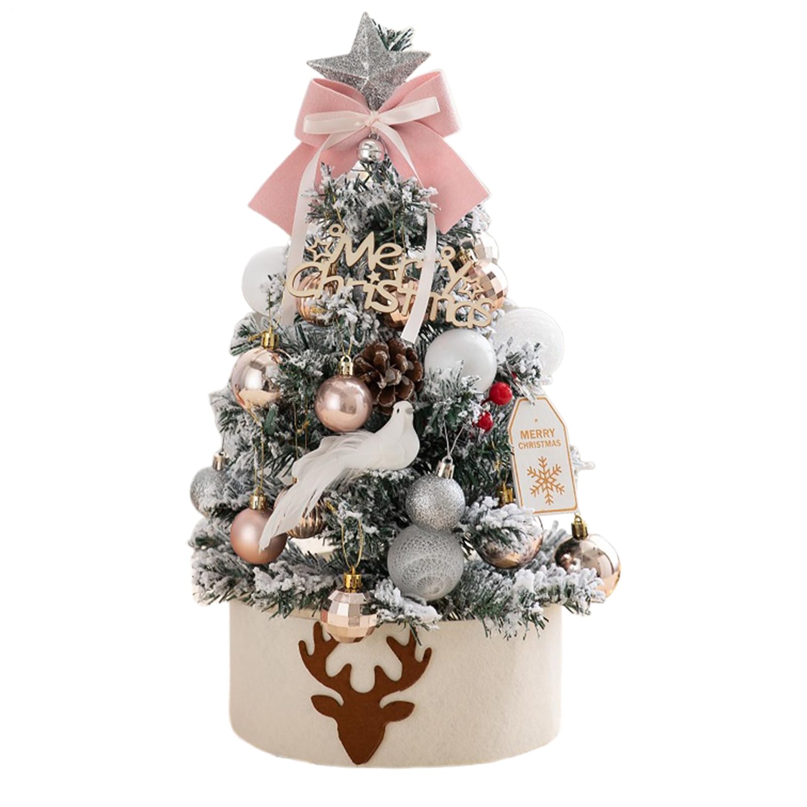 Sapin de Noël de Table de 45 cm avec éclairage intégré – | Décorations floquées pour cheminée, fenêtre, porte, décoration d'hiver
