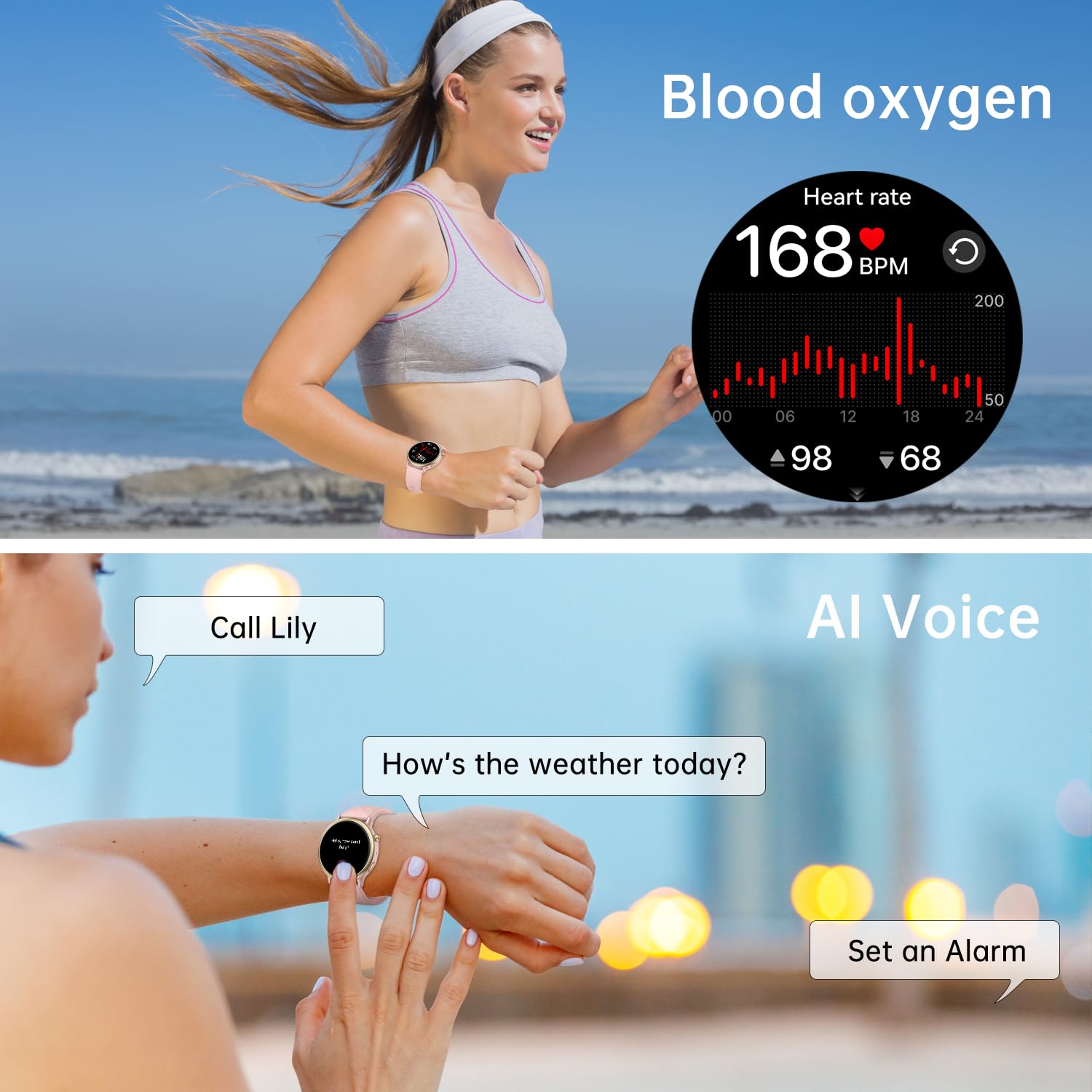 Smart Watch for Women Fitness Tracker: Waterproof Digital Mens Watches Make Answer Call Smartwatch for Android Phone iPhone Samsung Compatible Step Running Pedometer Sleep SpO2 Heart Rate Monitor