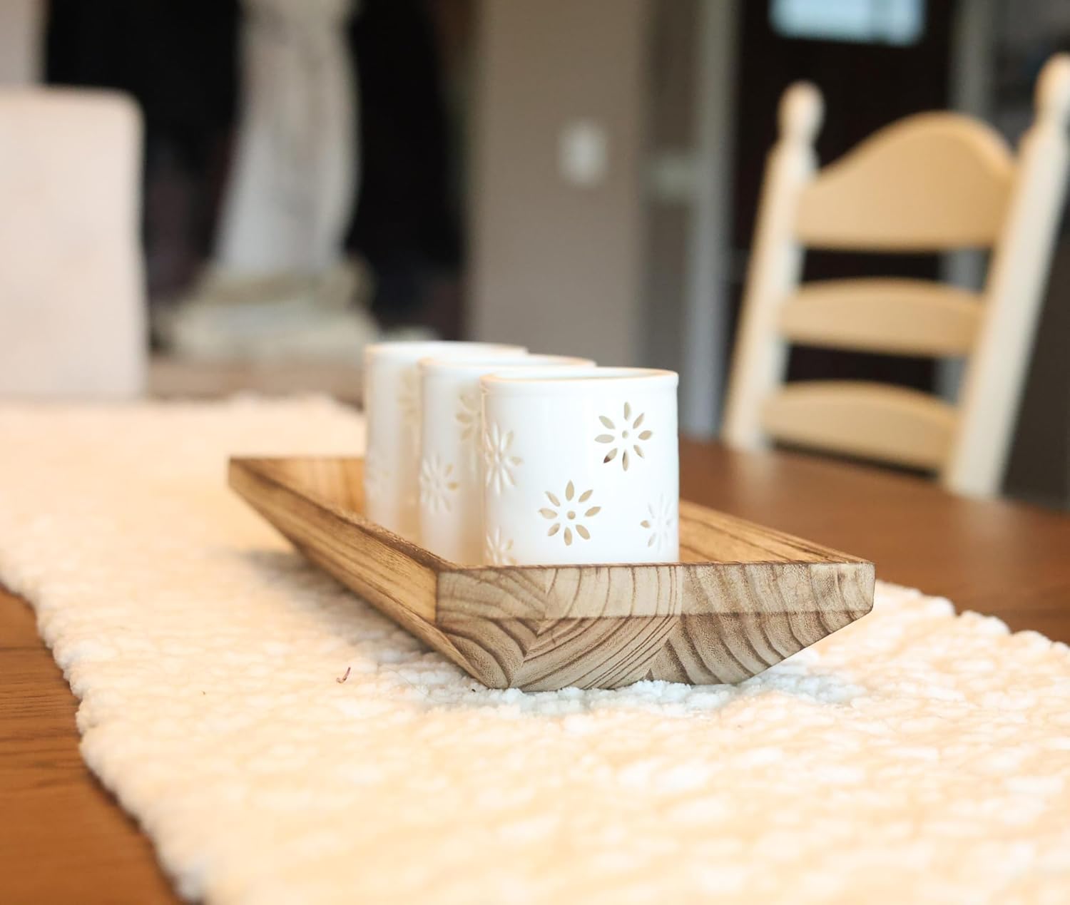 キーボウル(14.2インチ x 6.2インチ x 2インチ) - 丈夫な桐の木製生地ボウル - スタイリッシュな装飾ボウル - 掃除