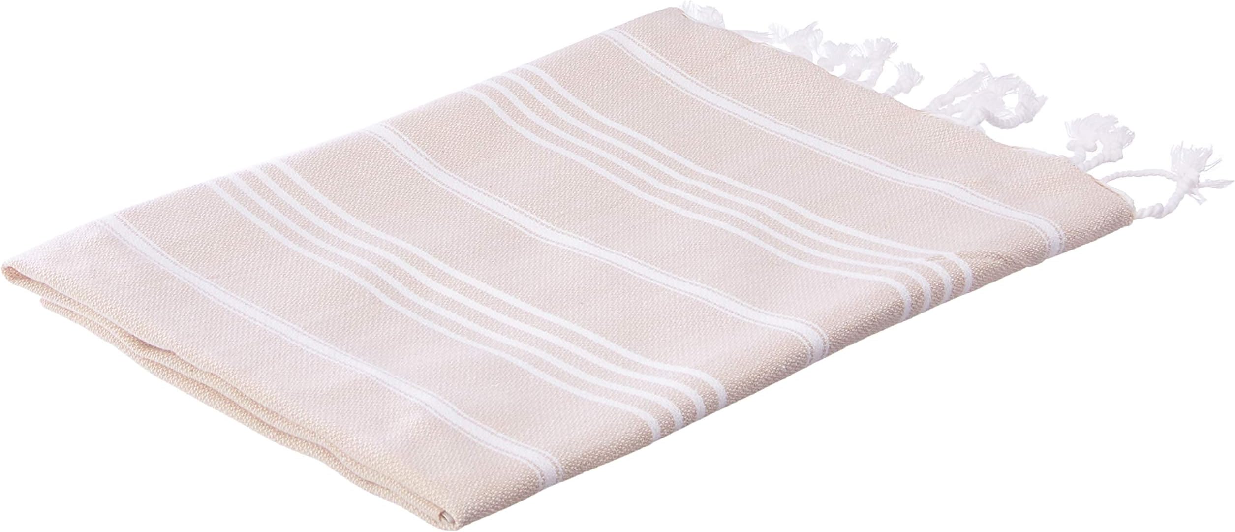 Bersuse 100% Cotton - Anatolia Hand Turkish Towel Pestemal - Baby Care Kitchen Tea Dish Washcloth - Travel Gym Head Hair Face Peshtemal - Classic Striped - 22X35 Inches, Orange