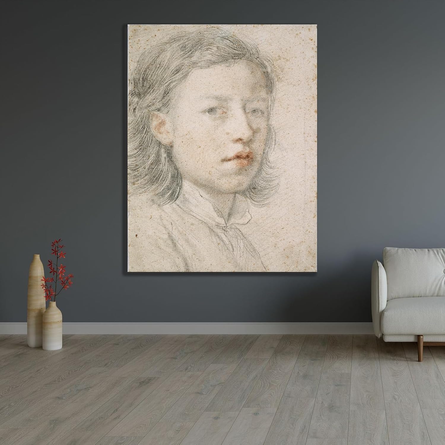 ArtDirect Youthful Self-Portrait (1740) Custom Framed Art Print Giclee Print or Canvas Options with Various Sizes and Customization by Anton Raphael Mengs