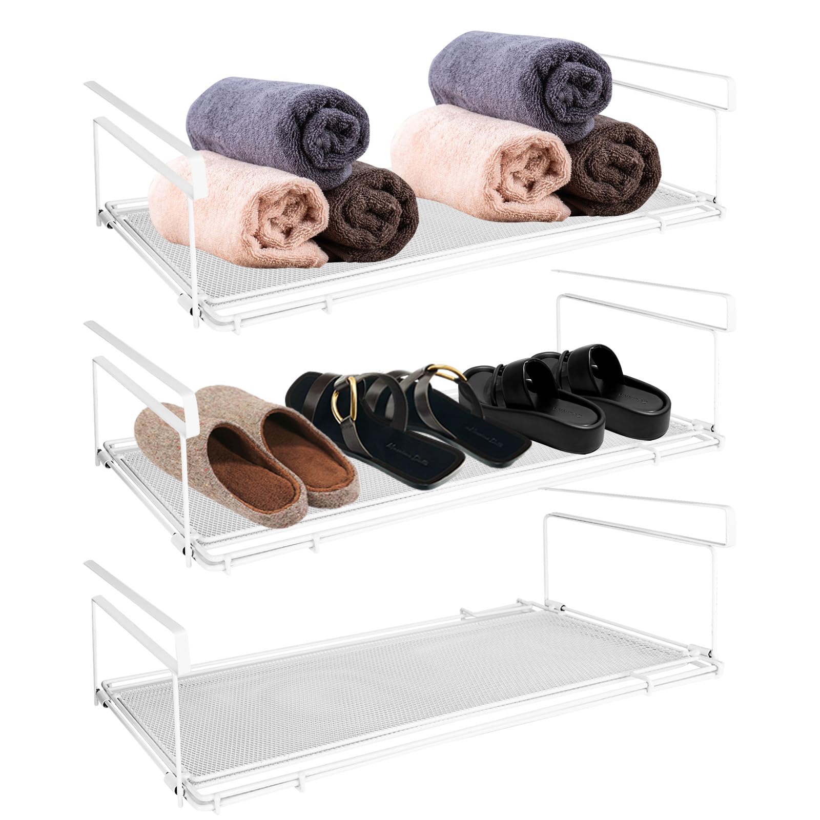Étagère suspendue - Panier de rangement extensible sous l'étagère - En Étagère suspendue - Panier de rangement extensible sous l'étagère - En