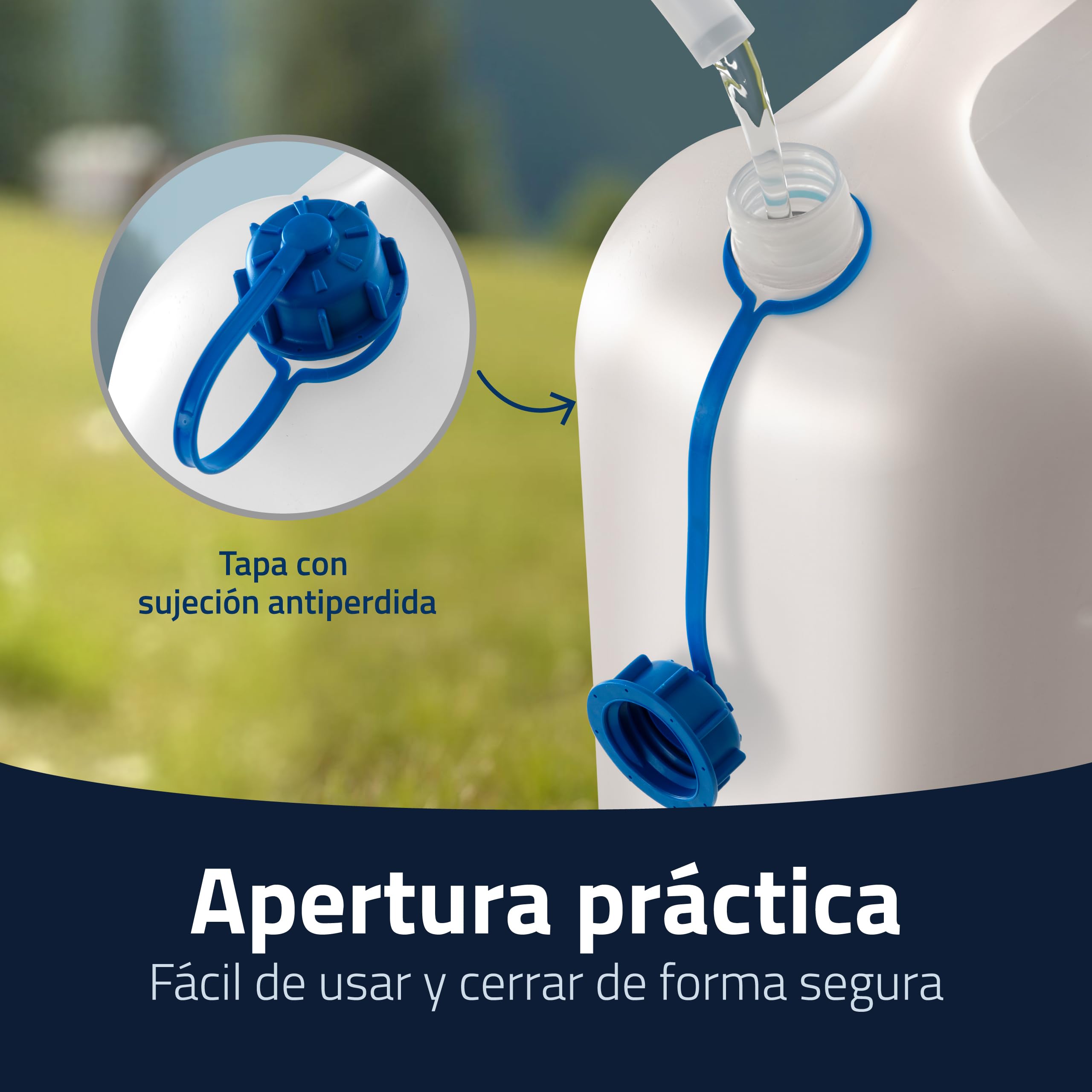 Hünersdorff | Bidón para agua ECO 22 L con grifo | PEAD natural | con grifo de descarga azul montado de forma fija | Bote de agua de plástico | garrafa plastico con grifo