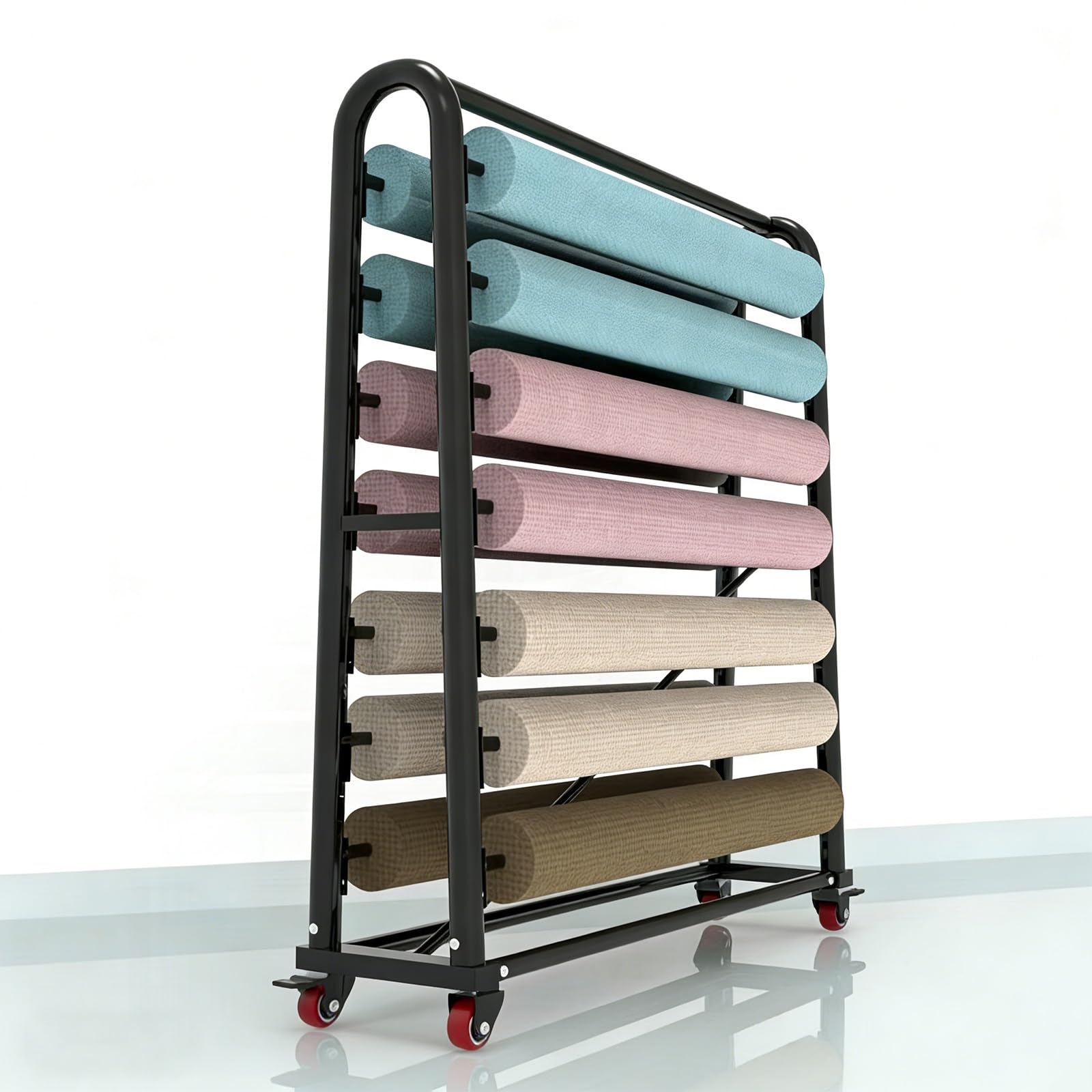Grande Espositore per Rotoli di Tessuto, Metallo, Portarotoli Di Vinile Resistente, Con 16 Aste Sospese Regolabili, Per Negozi/Officine Di Riparazione Auto/Studi(150cm/59in)