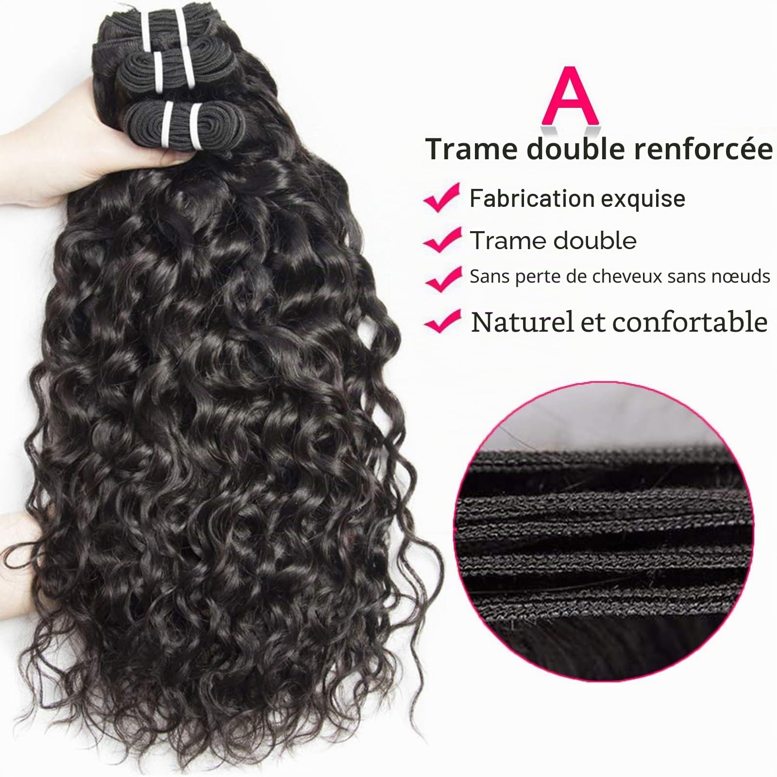 Human Brazilian Curly Hair Bundles Kinky Curly Brésilien Virgin Human Hair 80 Gram/Bundle (20 20 20, Natural Color)