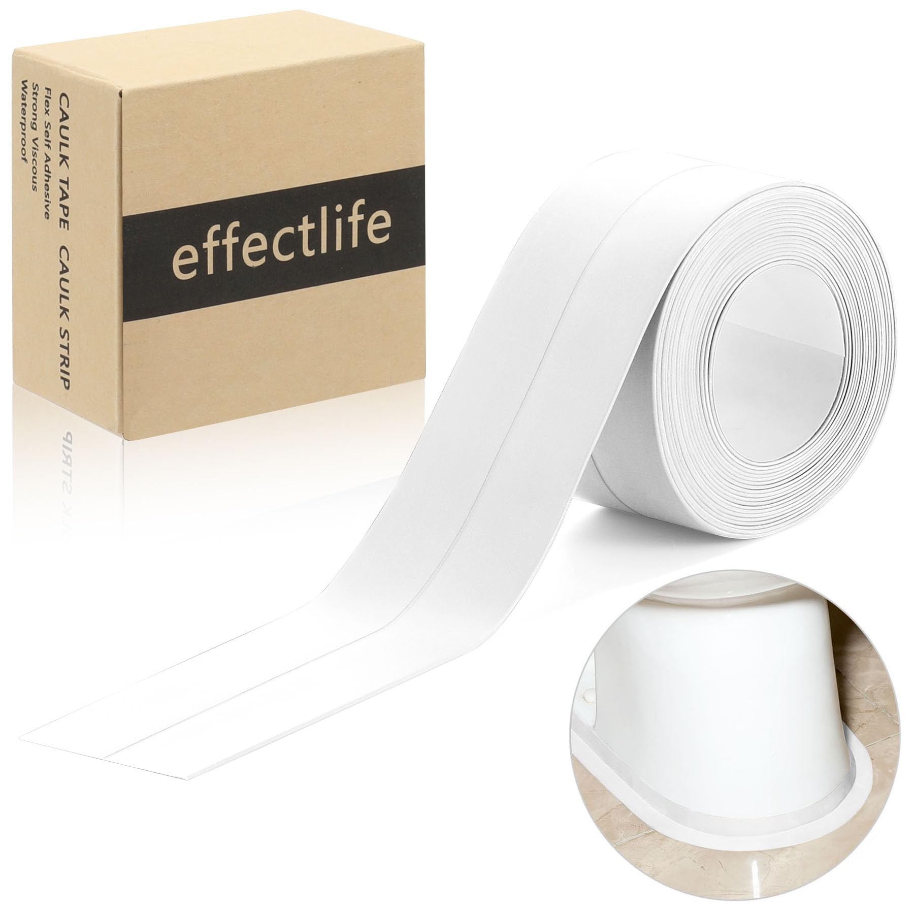White Caulk Tape Waterproof Self Adhesive - Bathtub Caulk Sealing Strip - Toilet Caulk Sealant Tape - Bathroom Caulking Tape - Shower Caulk (B0CV1BV9WR) Amazon Price History, Amazon Price Tracker