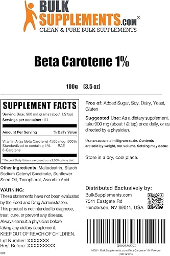 Vista 18 de BULKSUPPLEMENTS.COM Polvo de betacaroteno, suplementos de betacaroteno, suplementos de vitamina A, vitaminas para la salud ocular, suplemento
