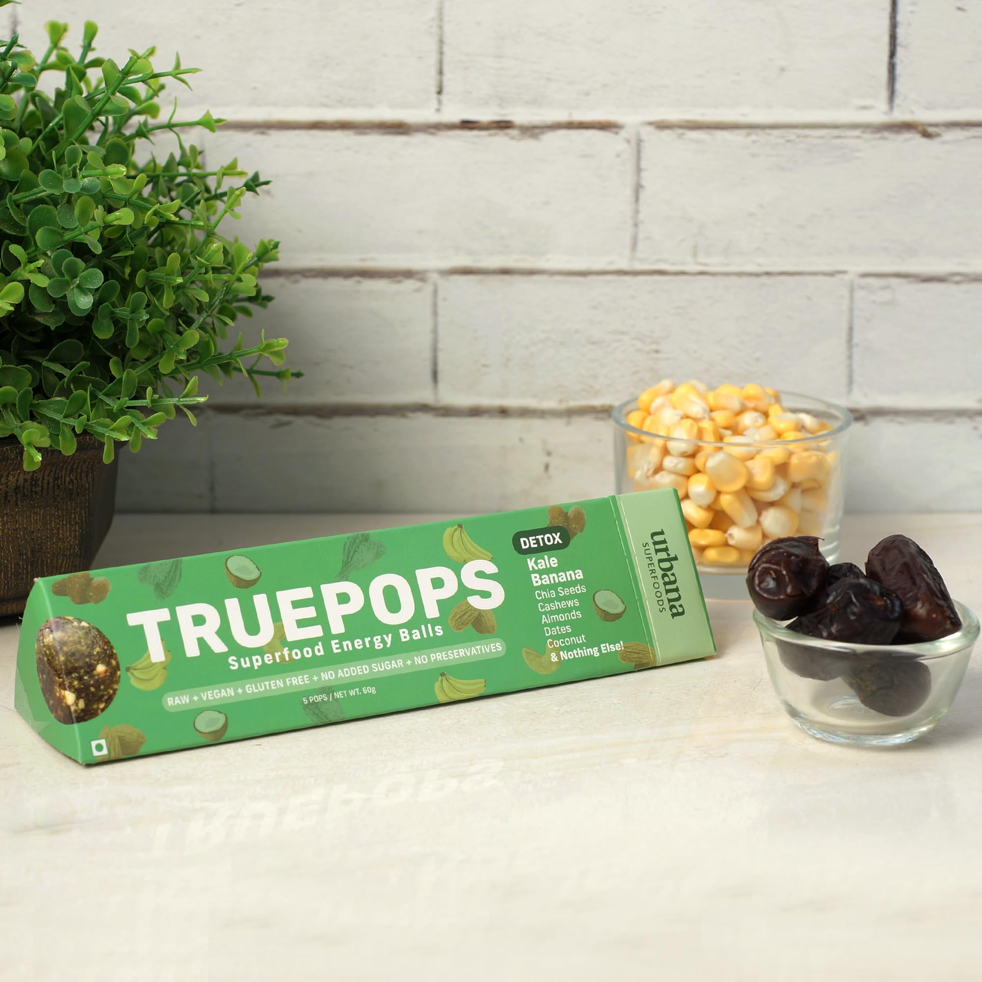 Urbana Superfoods Truepops Energy Balls | Healthy Vegan Snack | Kale Banana Flavor | Gluten Free, Keto Friendly | Natural Superfood Bites | 240g (4 x 60g) — Amazon image 6