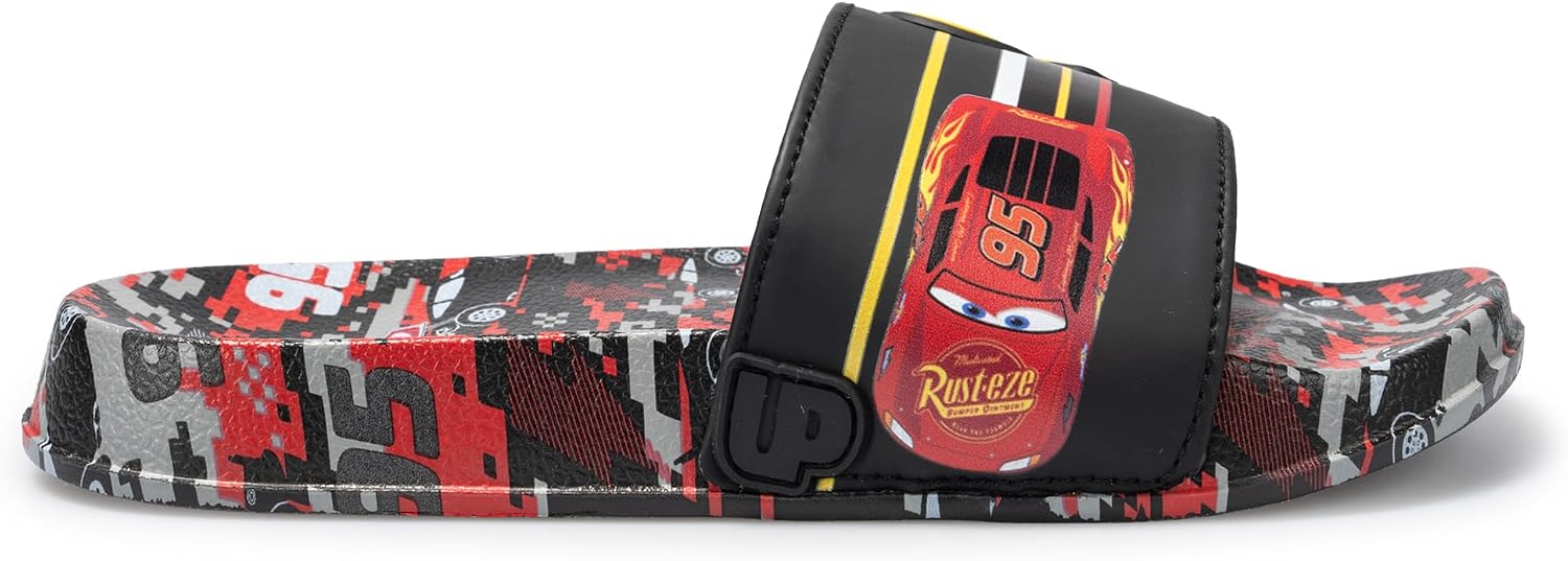 Disney Pixar Cars Lightning McQueen Kids Slides – Officially Licensed Boys Slip-On Sandals, Lightweight Summer Shoes