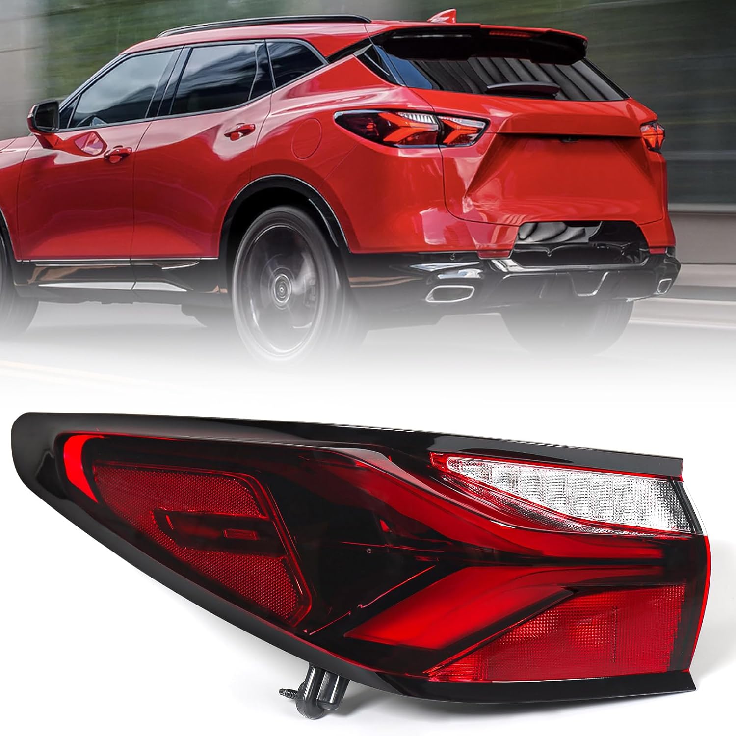 Huray Left Outer LED Tail Light Fit for Chevy Blazer 2019-2022 LH Taillight Tail lamp Rear Brake Lamp Assembly Replacement Accessory Replacement for GM2804141 (Driver Side)