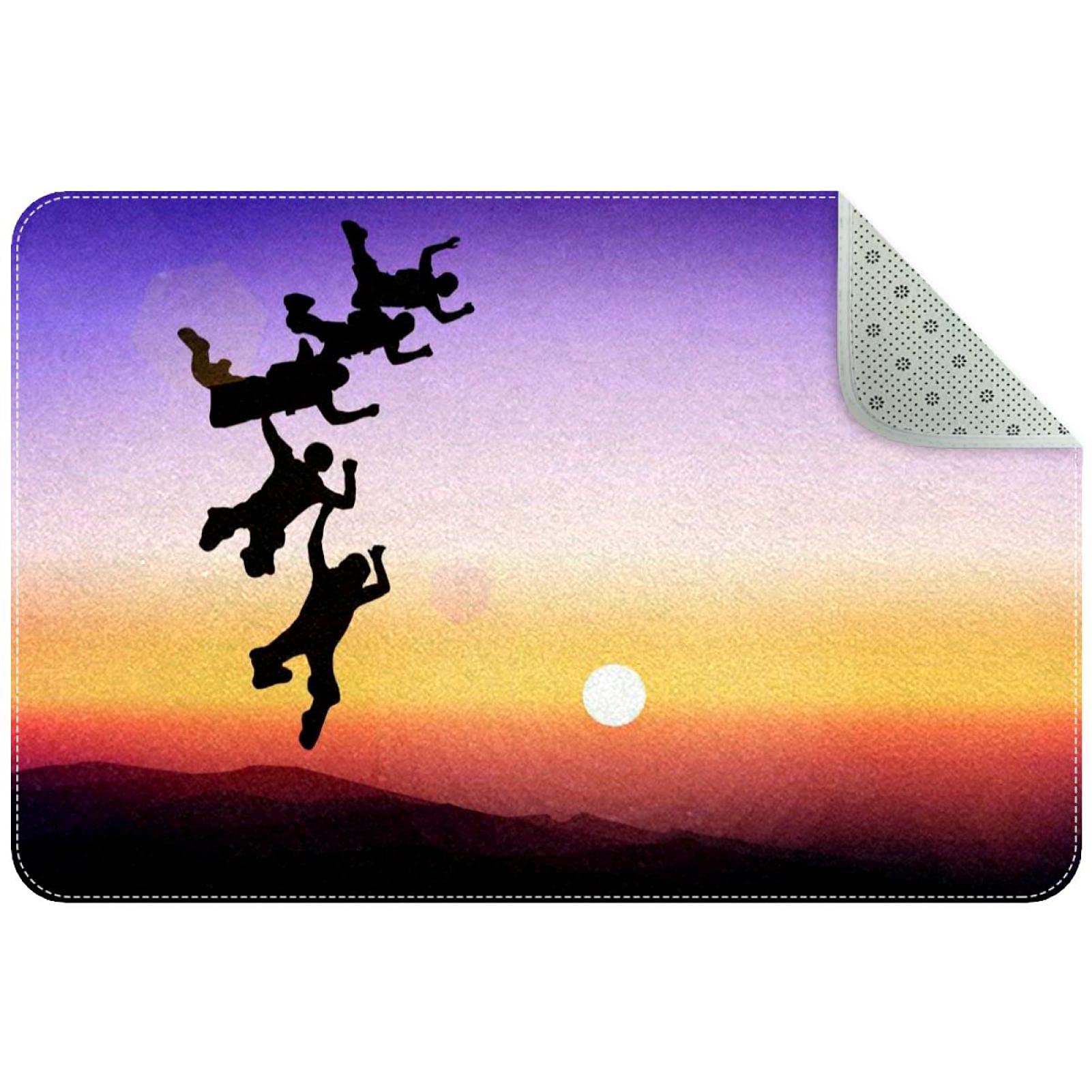 Paillasson coucher de soleil doux lavable pour porte d'entrée et couloirs