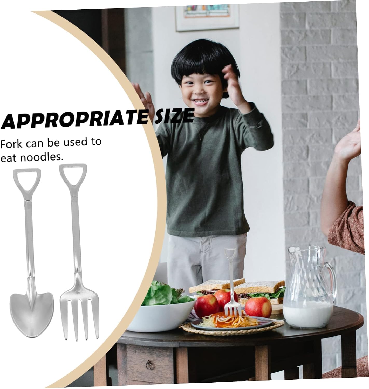 KICHOUSE 2pcs Creative Stainless Steel Fork Spoon Set Shovel Design Cutlery for Home Restaurant and Kitchen Use Lightweight Resistant Dining Utensils