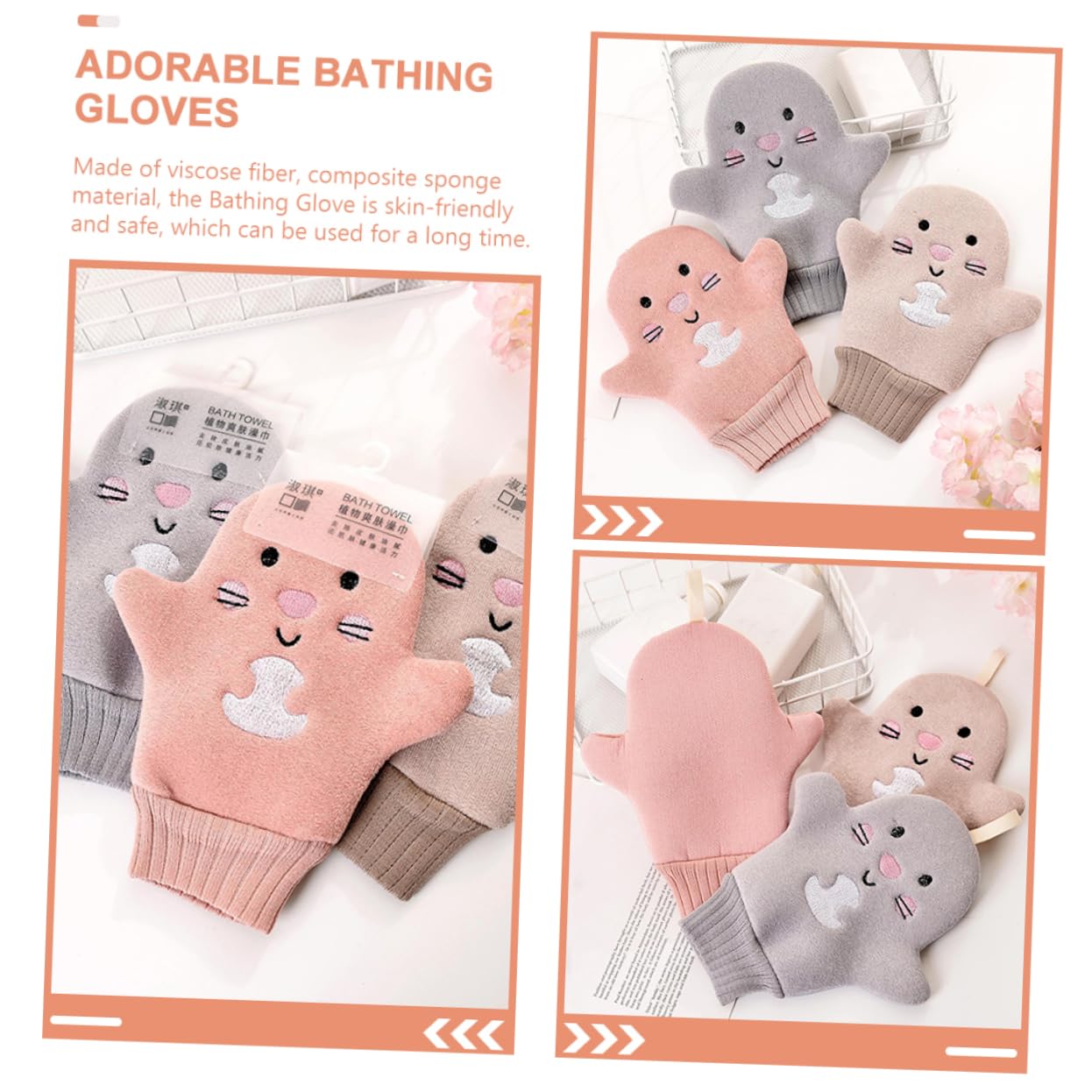 Healeved 3Pcs Exfoliating Bath Mitt Unisex Scrubbing Gloves for Dead Skin Removal Korean Style Viscose Washcloths for Spa Relaxing Bath Experience