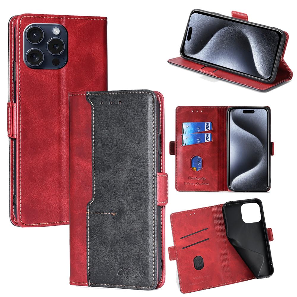 Phone Cover Compatible with Nokia 2.2 Case Flip Stand Card Slot Magnetic Clasp Red