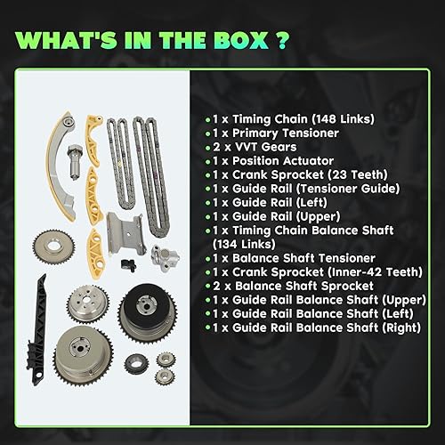 Miniatura 2 de SCITOO Kit de cadena de distribución con engranajes VVT 12621505, 2578516 apto para Chevy CobaltEquinoxMalibuHHR, para GMC Terrain, Pontiac G6