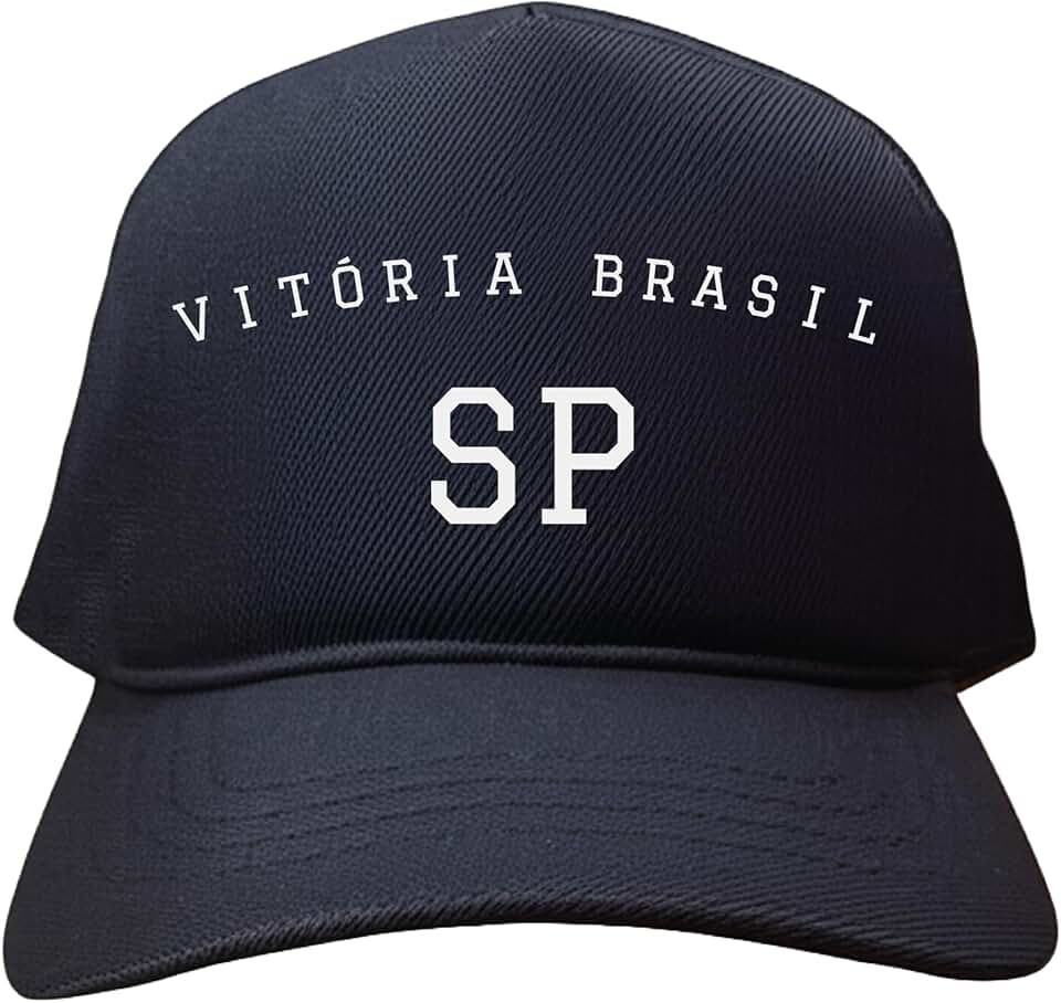 Boné Vitória Brasil SP, Unissex, Preto, Modelo Cidades, Fecho Snapback Ajustável, Estilo Esportivo Casual, Presente