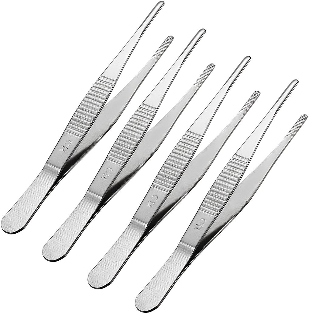 Buy uxcell 4 Pcs 5Inch Stainless Steel Straight Blunt Tweezers with