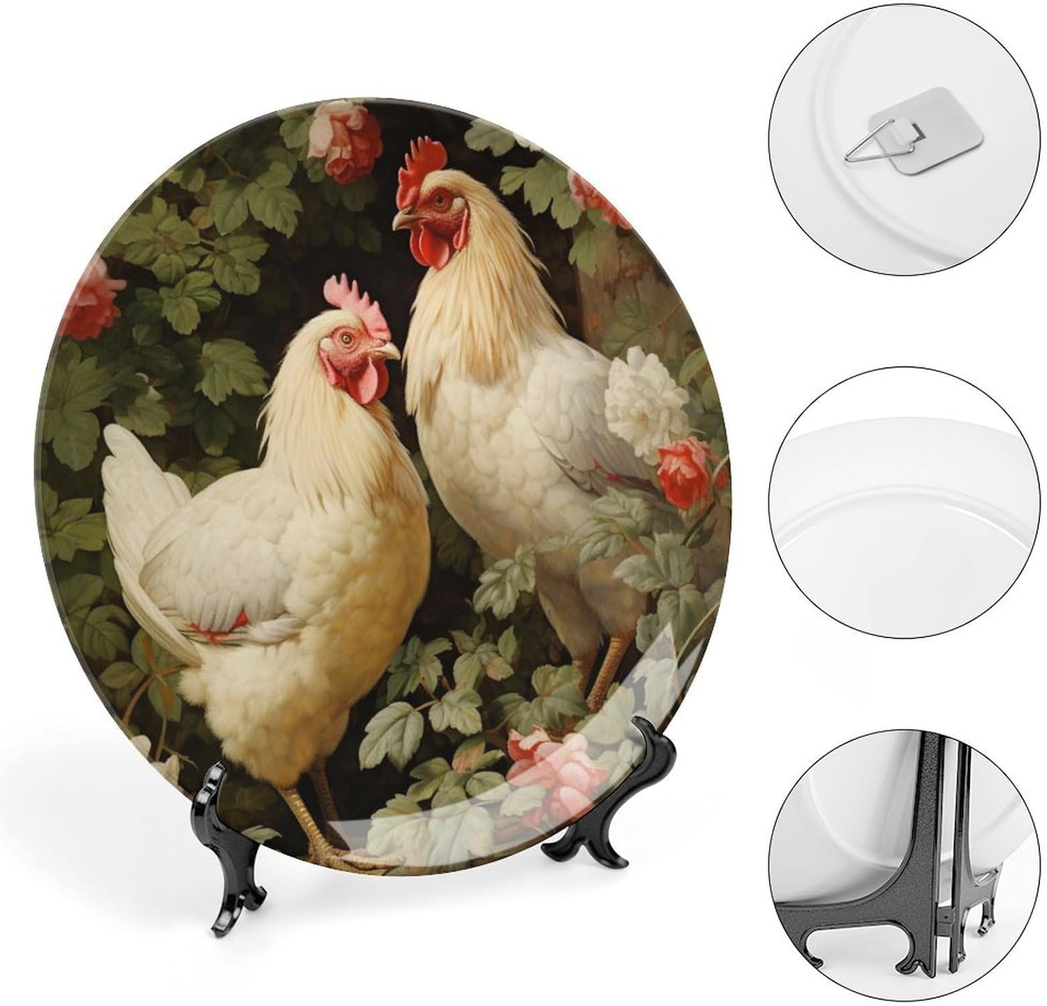 Vintage Rooster Bone China Plate - Farmhouse Kitchen Wall Art, Decorative Poultry Collectible for Rustic R5 Home Decor Bone China Decorative Plate, 10inch Wall Art Home Decor