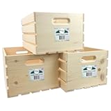 Wilson Large Wooden Pine Crate for Storage and Decoration at Home&comma; Office&comma; Kitchen&comma; Bedroom&comma; and Retail &lpar;12&period;5"x9&period;625"x17&period;875"&rpar; &lpar;Set of 3&rpar;