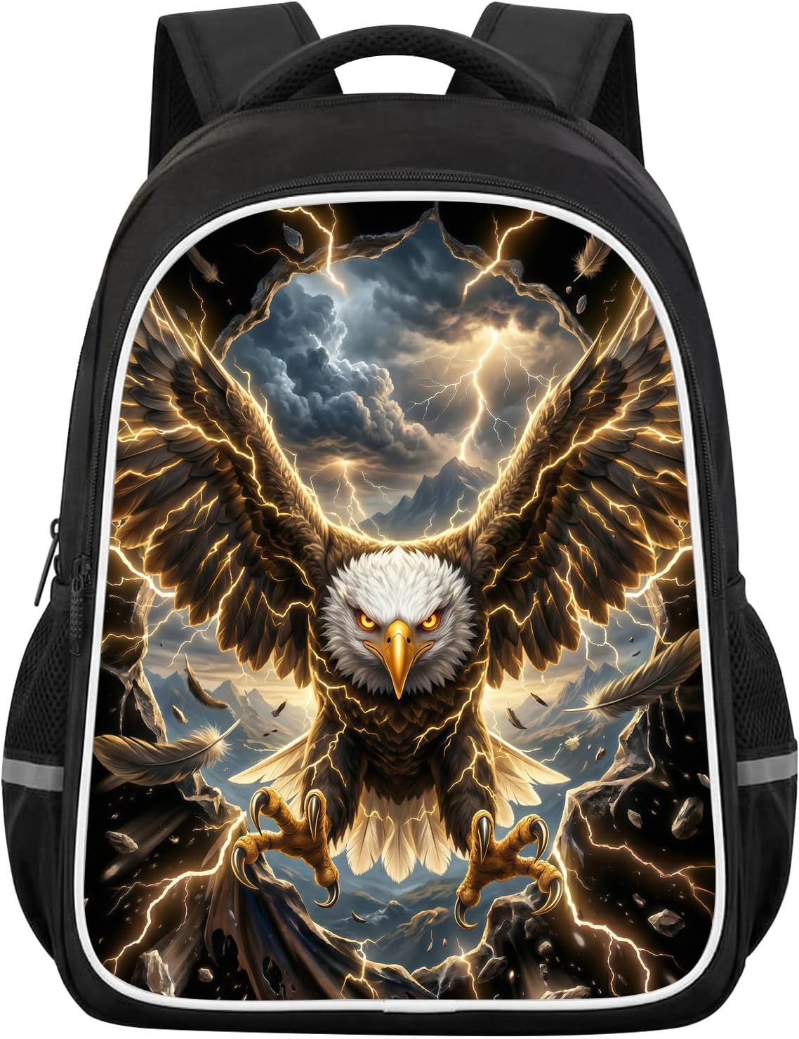 Kids Eagle Backpack, 3D Gold Lightning Bird Breakthrough Design, Lightweight Travel Backpack for Students Teens, Durable Bookbag, Large Capacity 17 Inch