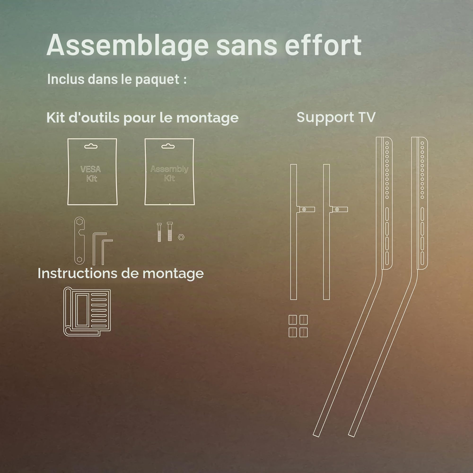 Pedestal Viva Support TV de 40 à 70 pouces | Support TV de qualité supérieure au design moderne | Pieds TV robustes en acier | Pied TV élégant avec pieds inclinés et pieds arrondis (vert)