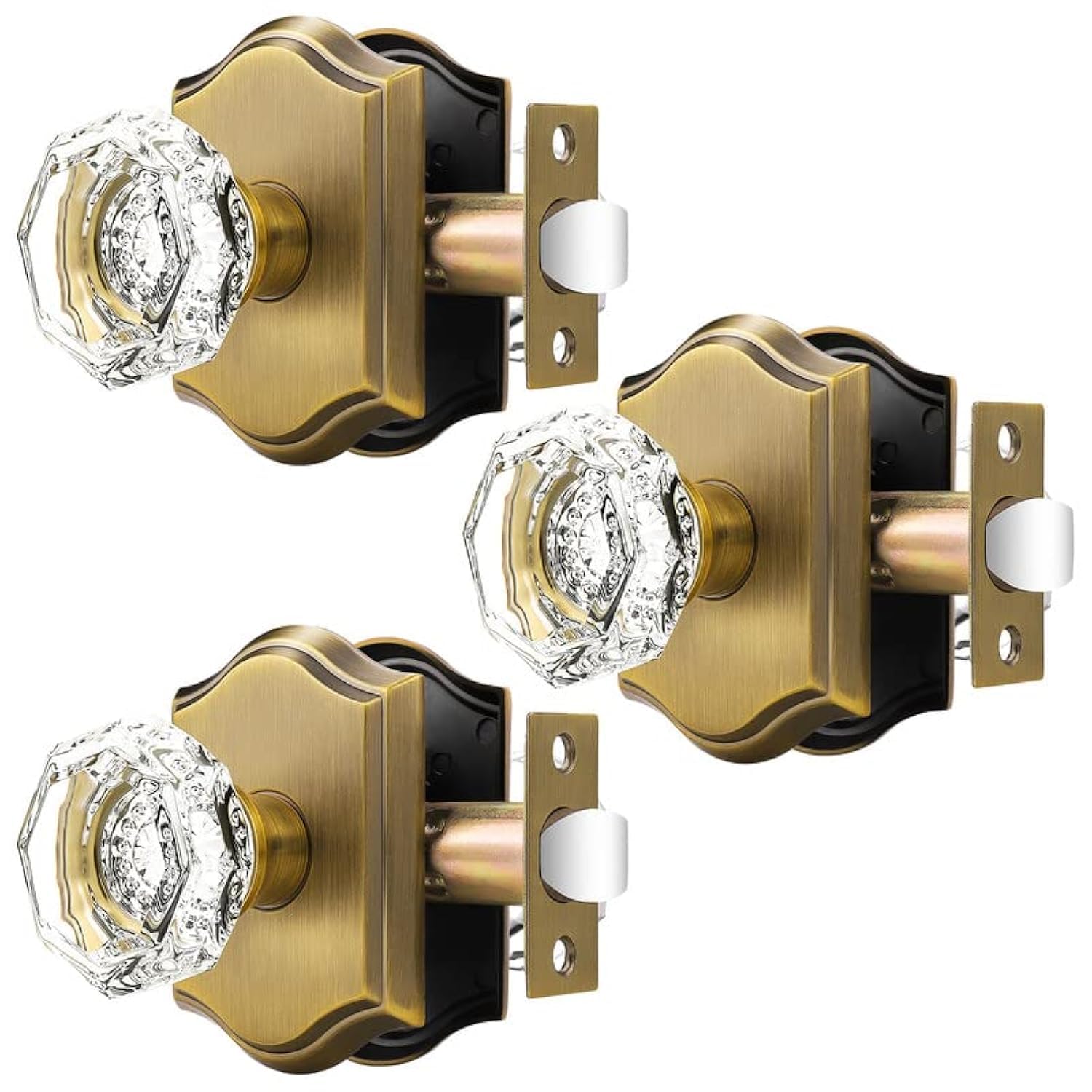 Boutons de porte de couloir et placard en cristal style vintage chic lot de 3
