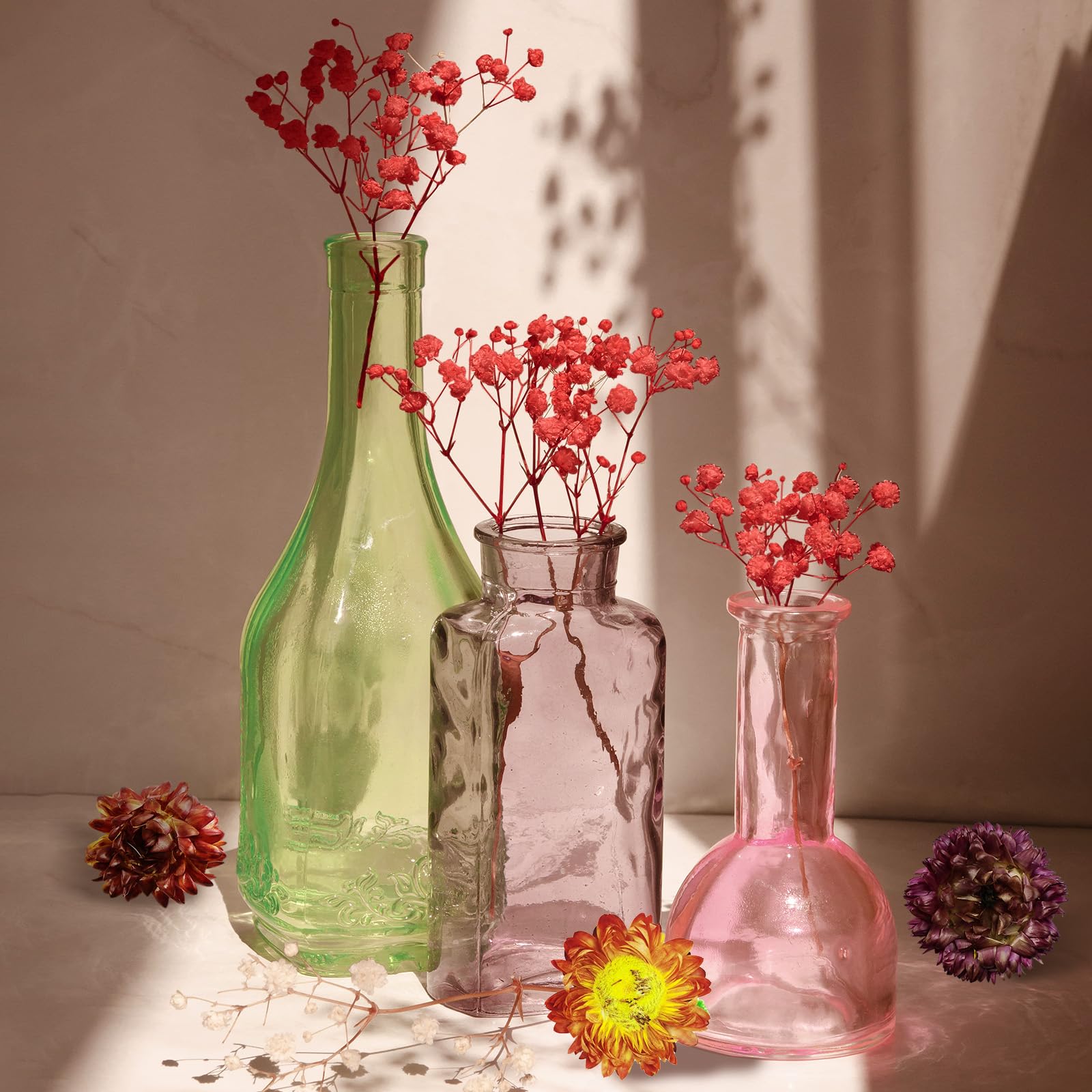 REJOECE 2 Borse Di Fiori Secchi Naturali - Fiori Pressati Per Artigianato, Resina E Decorazioni - Colore Rosso - Foto 3