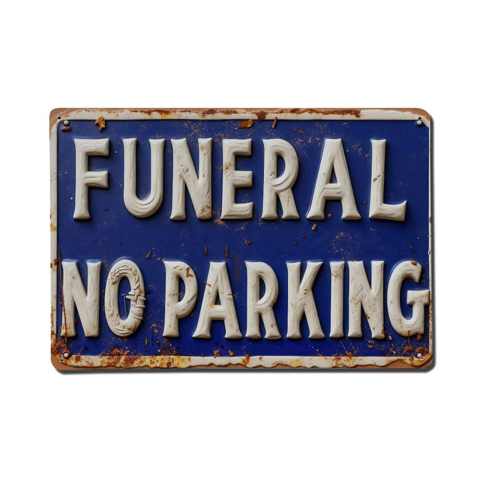 Iageret Vintage Funeral No Parking Sign Pattern Metal Tin Sign Retro Wall Decor, Bar Garage Cafe Kitchen Home Wall Art Poster Decoration 8X12inches