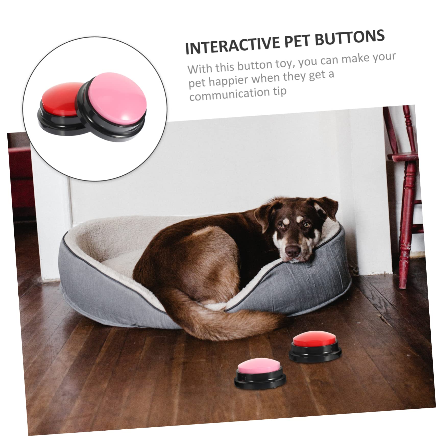 BESPORTBLE Lot De 2 Boutons Enregistrables pour Animaux De Compagnie Jouets Interactifs pour Dressage De Chiens Fournitures pour Animaux De Compagnie 2 Pièces X 2