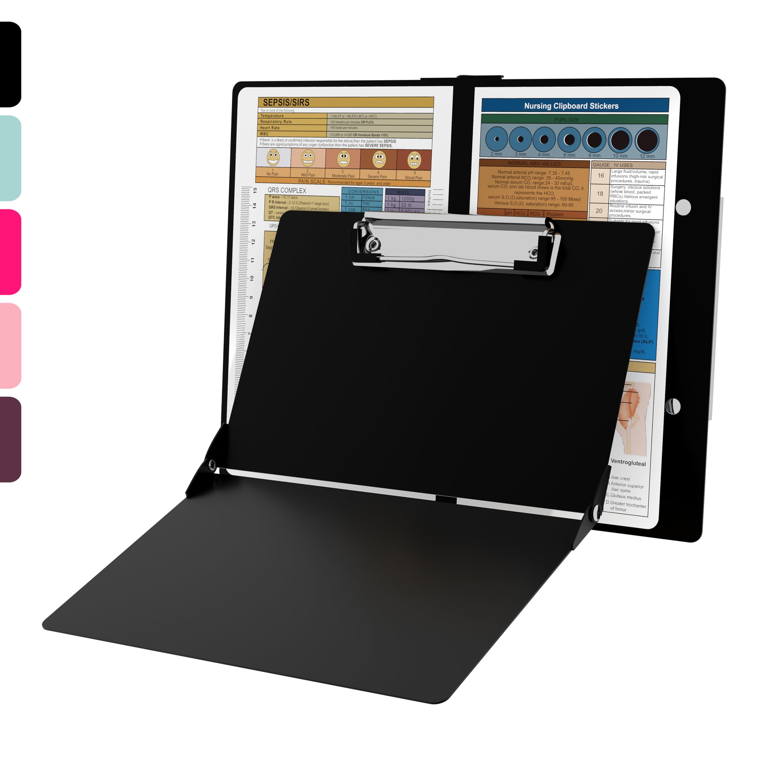 Nursing Clipboard with Nursing and Medical Edition Cheat Sheets Nursing School Essentials - Aluminum Foldable Nurse Clip Boards Essential Accessory