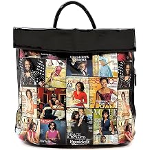 Michelle Obama Magazine Cover Collage Backpack Womens Fashion Purse Handbag